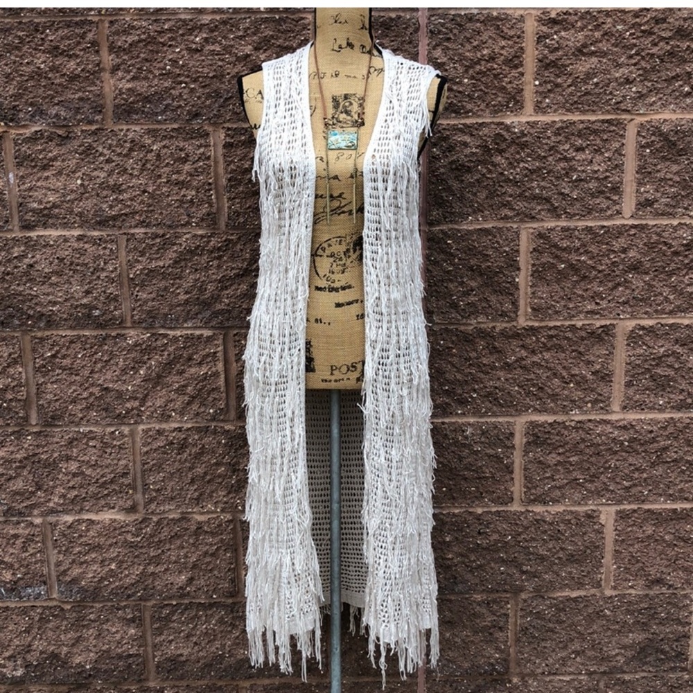 Easel Long beige Fringe Duster